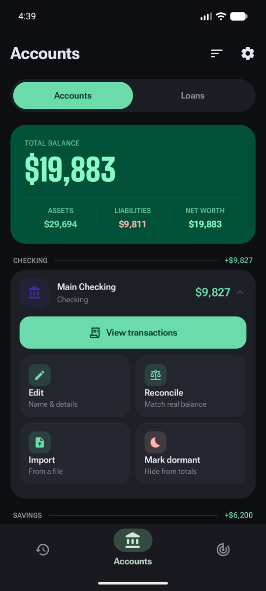 Per-account actions