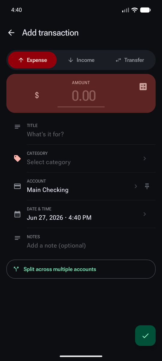 Add transaction form