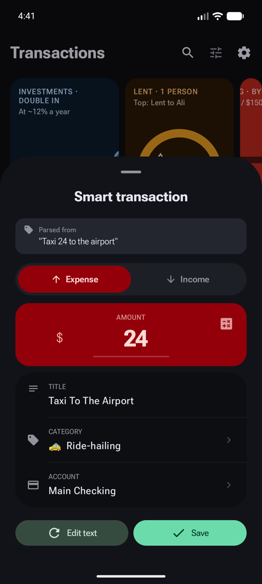 Smart entry parsed result