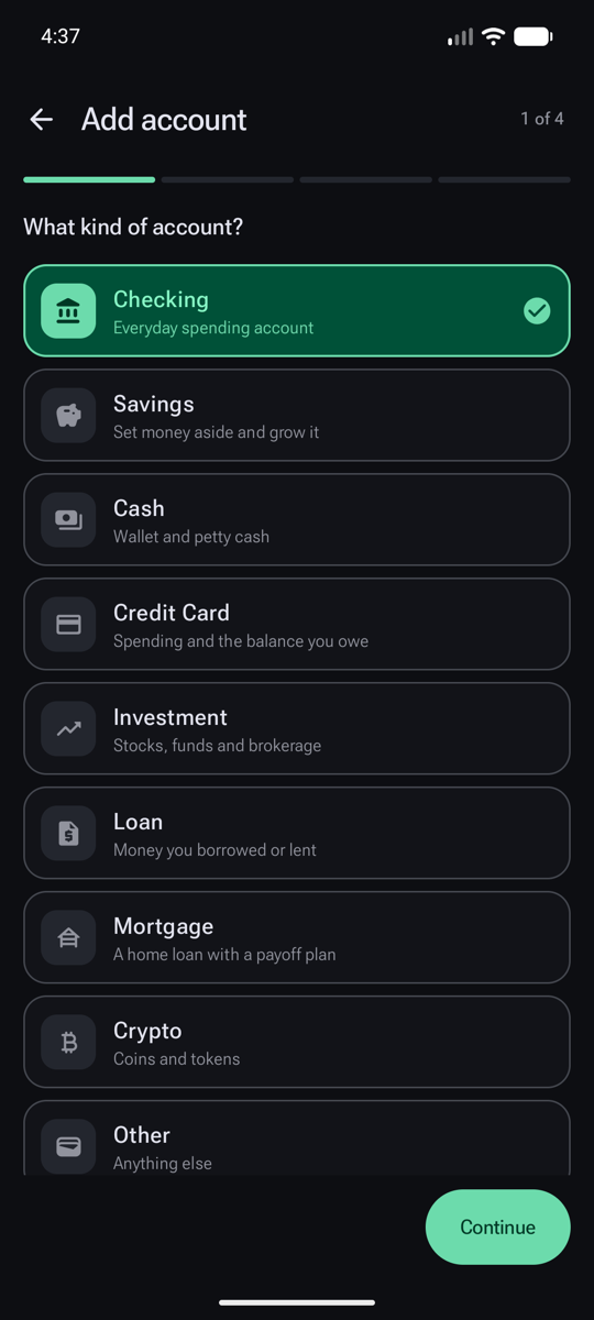 Choosing an account type